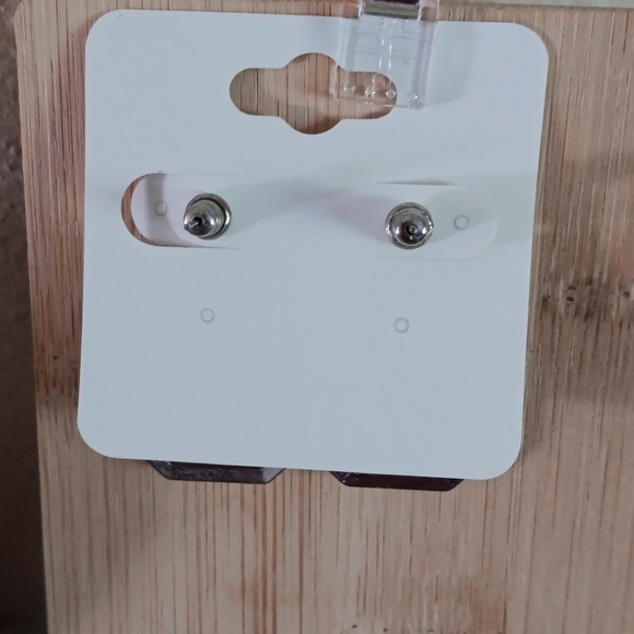 Rectangular Silver Tone Dangle Post Earrings - Picture 5 of 5